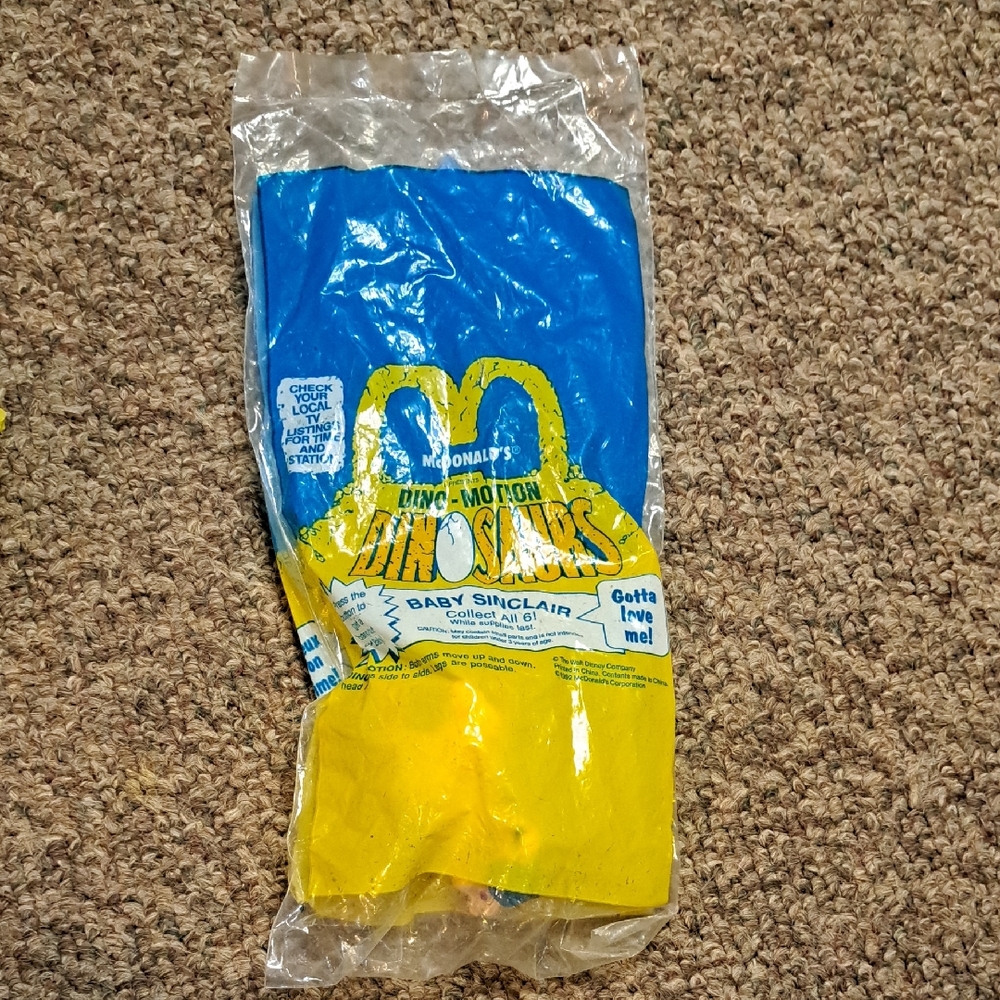 McDonald's Dino-Motion Baby Sinclair Toy - Blue and Yellow 1992